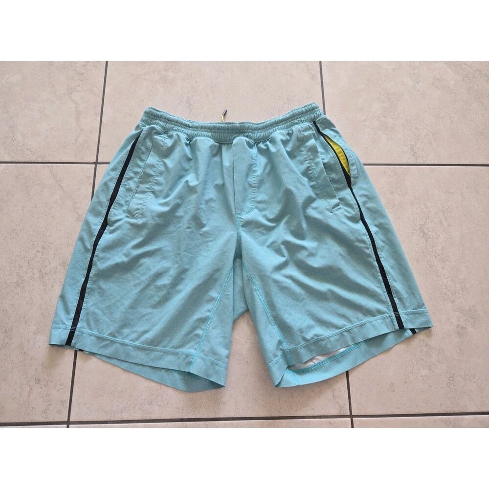 Lululemon Pace Breaker Shorts Mens L Teal Green Drawstring Lined 9” Inseam Gym